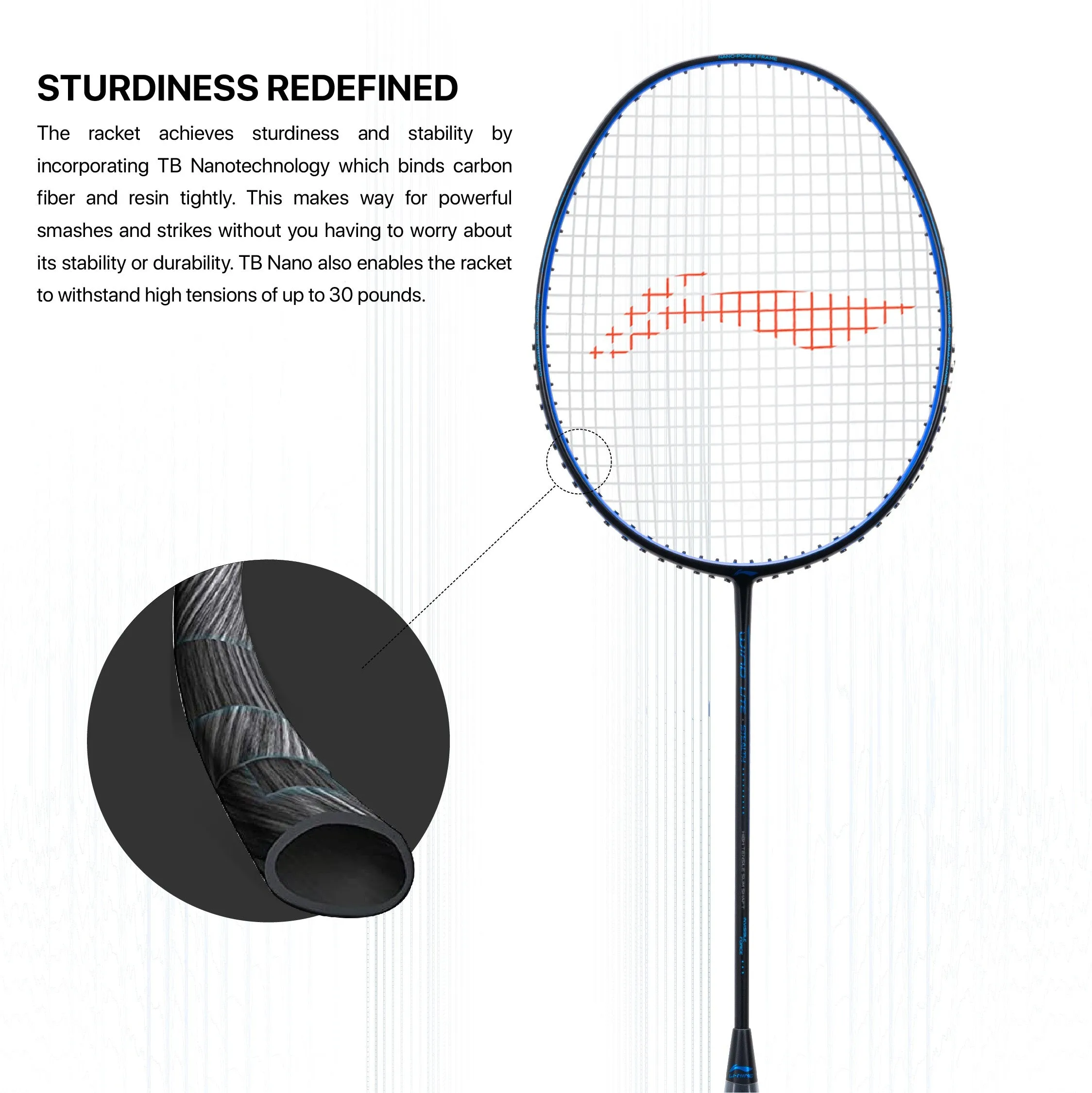 Li-Ning Wind Lite Stealth Strung Badminton Racquet (Black / Blue)