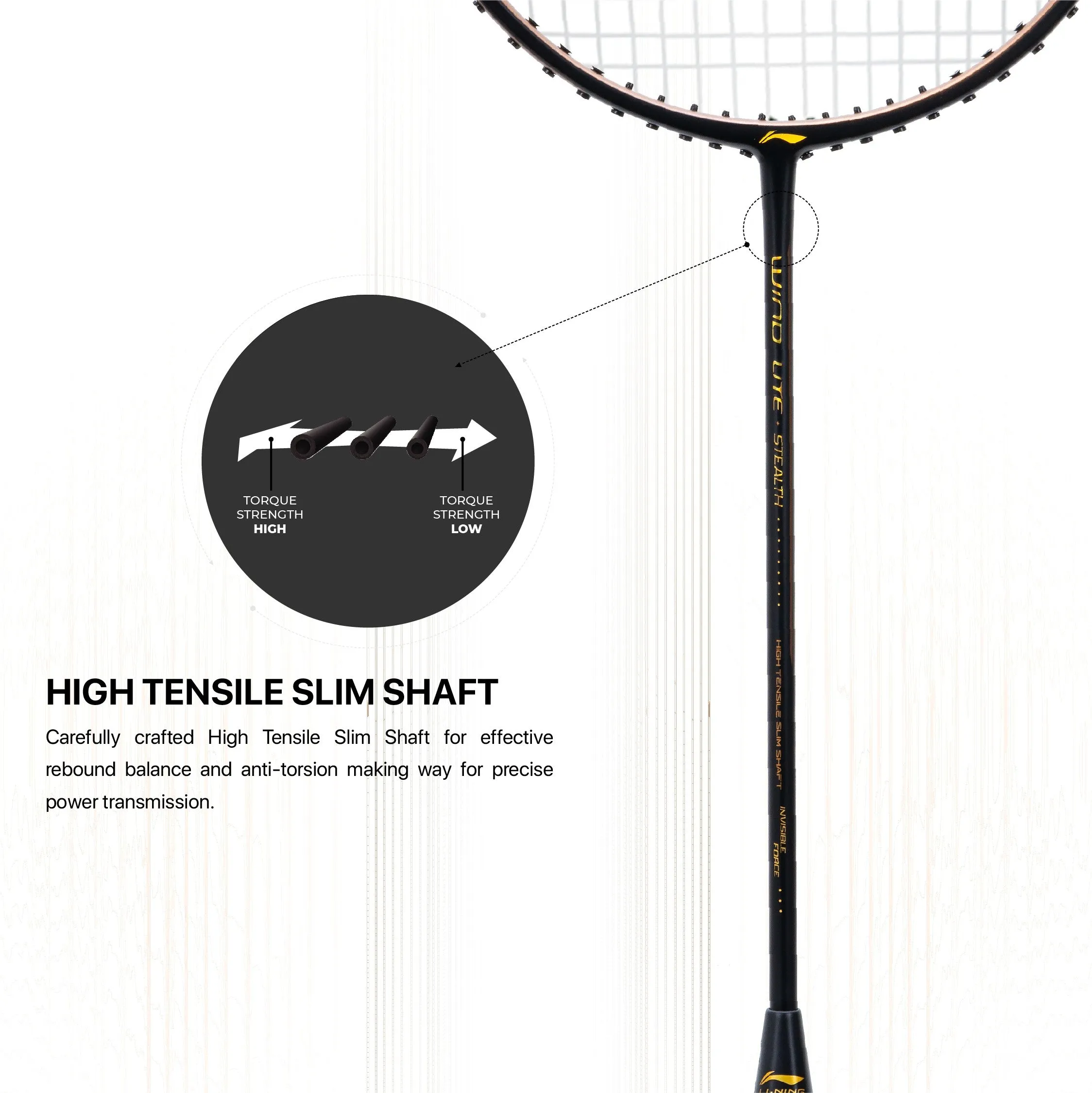 Li-Ning Wind Lite Stealth Strung Badminton Racquet (Black / Brown)