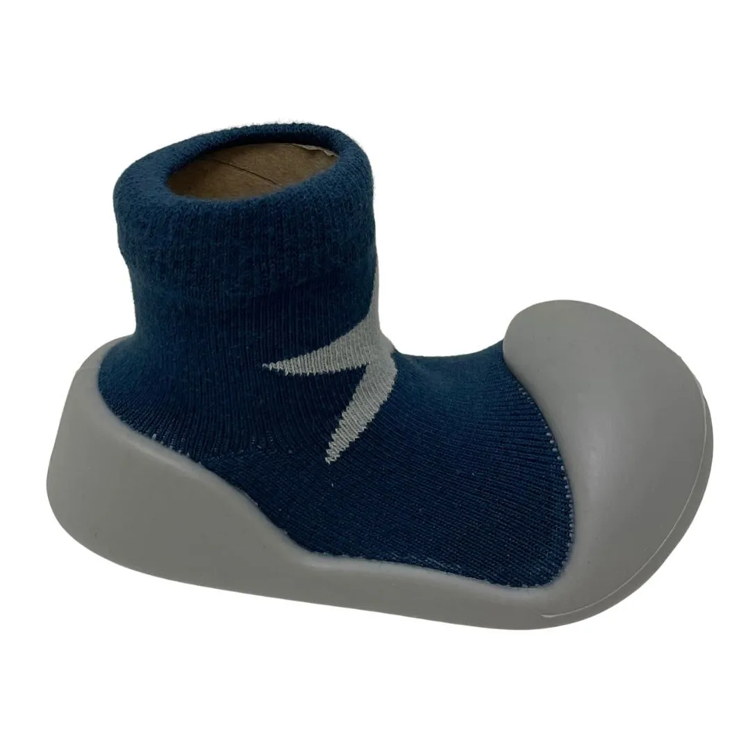 Little Eaton Rubber Soled Socks Navy/grey star