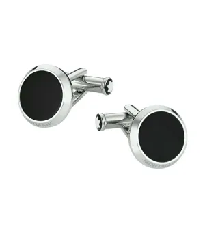 Meisterstück Iconic Stainless Steel Black Onyx Cufflinks