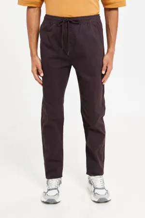 Men Purple Pull-On Trousers