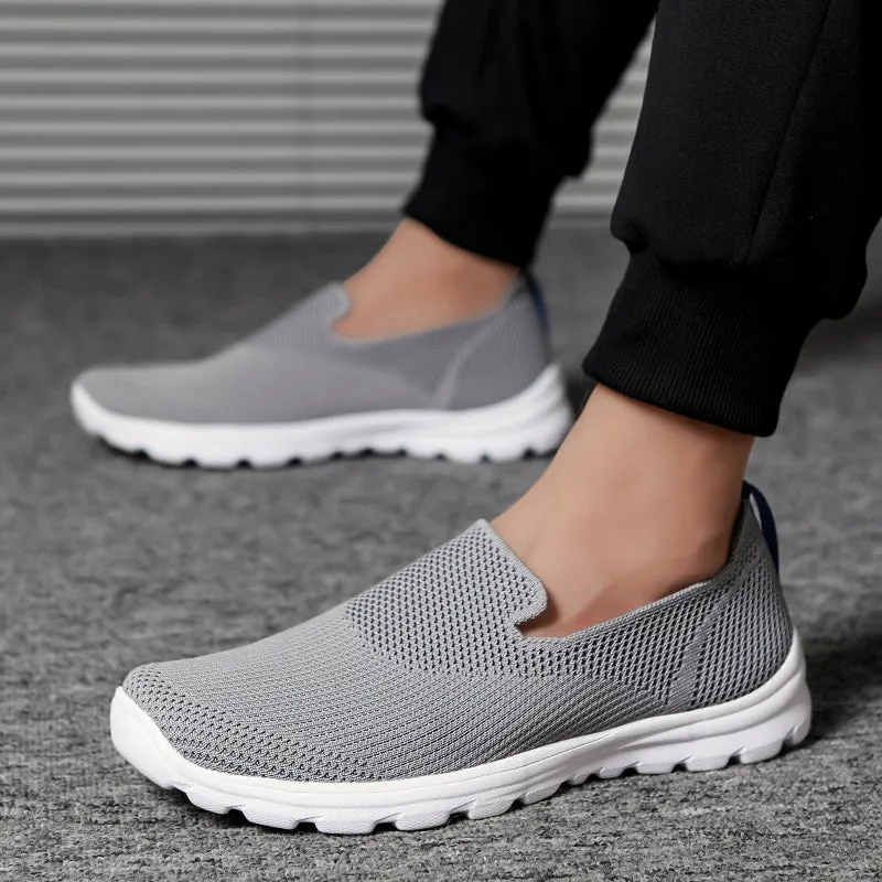 Men's Athletic Walking Shoes  Lightweight Casual Knit Slip on Sneakers