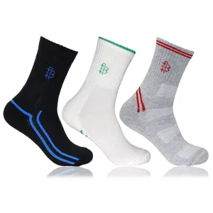 Men's Cushioned Multicolored Sports Crew Length Socks- Pack of 3