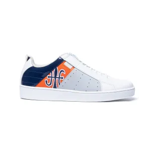 Men's Icon Manhood White Blue Orange Leather Sneakers 02094-025