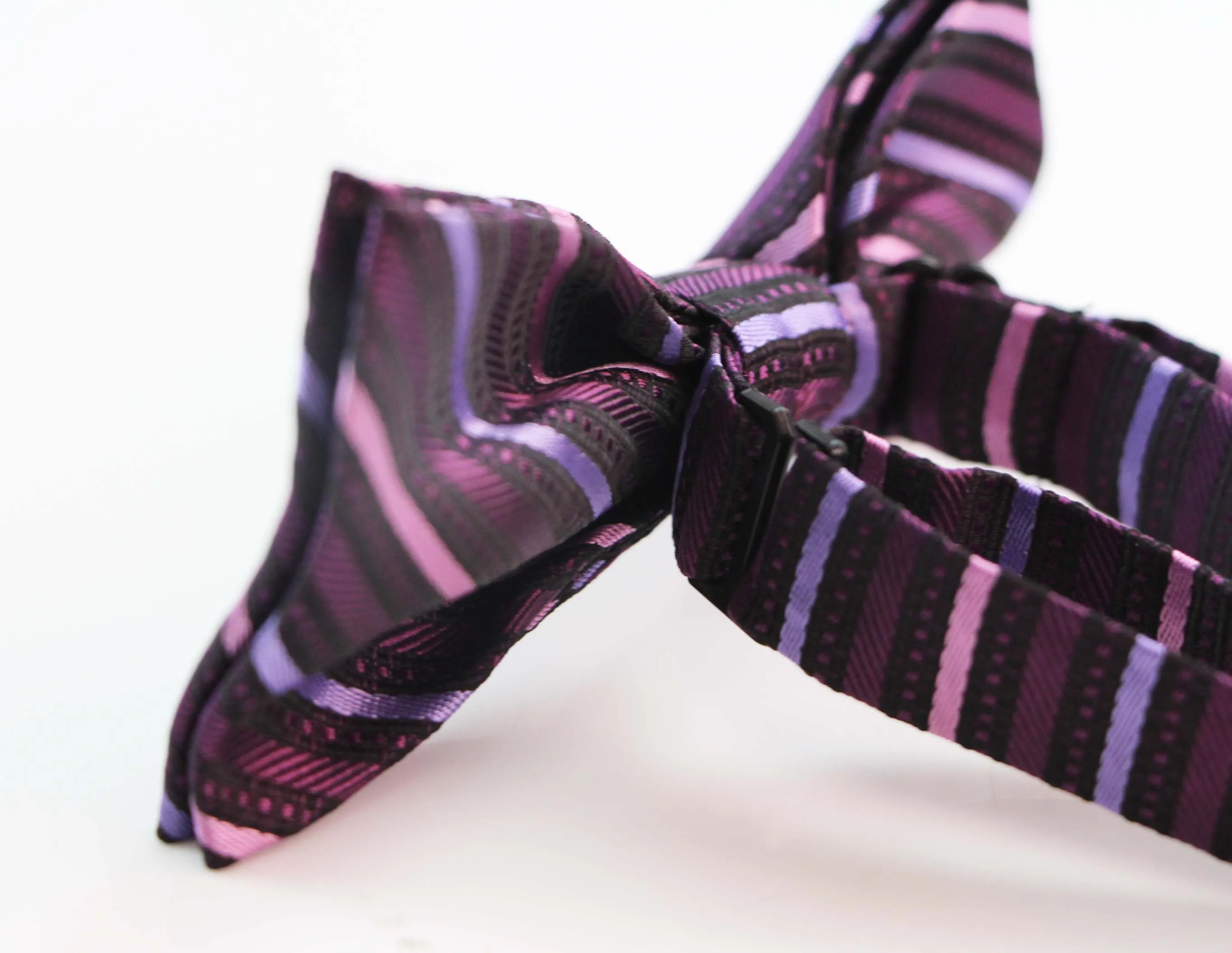 Mens Pink Striped Patterned Bow Tie