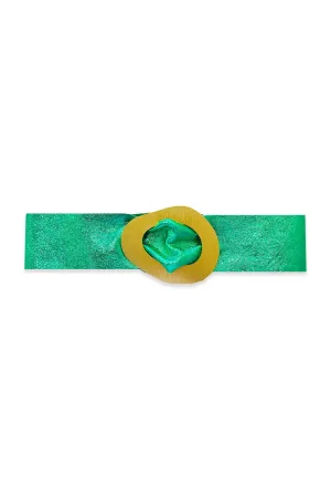 Metallic Leather Belt - Electric Green