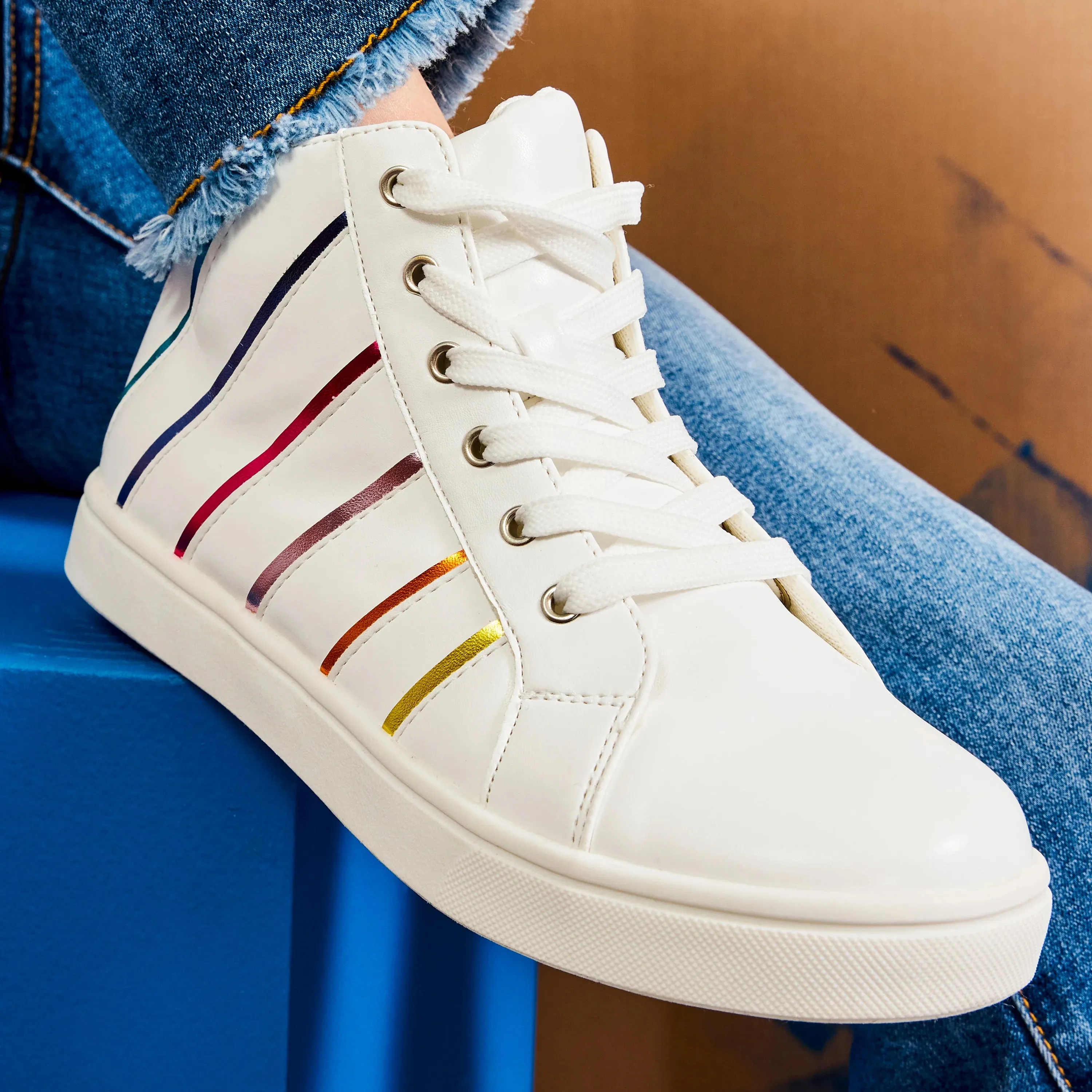 Metallic Stripe High Top Sneaker