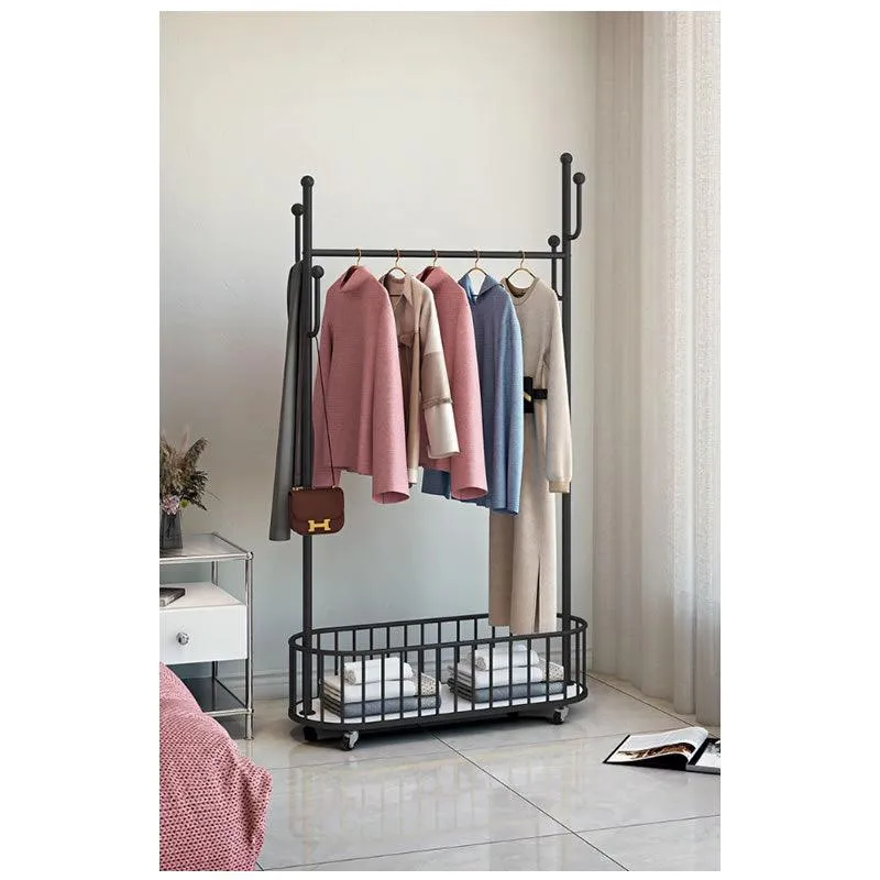 Modern Floor Standing Metal Clothes Rack with Wheels -ZK3