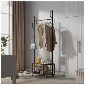 Modern Floor Standing Metal Clothes Rack with Wheels -ZK3