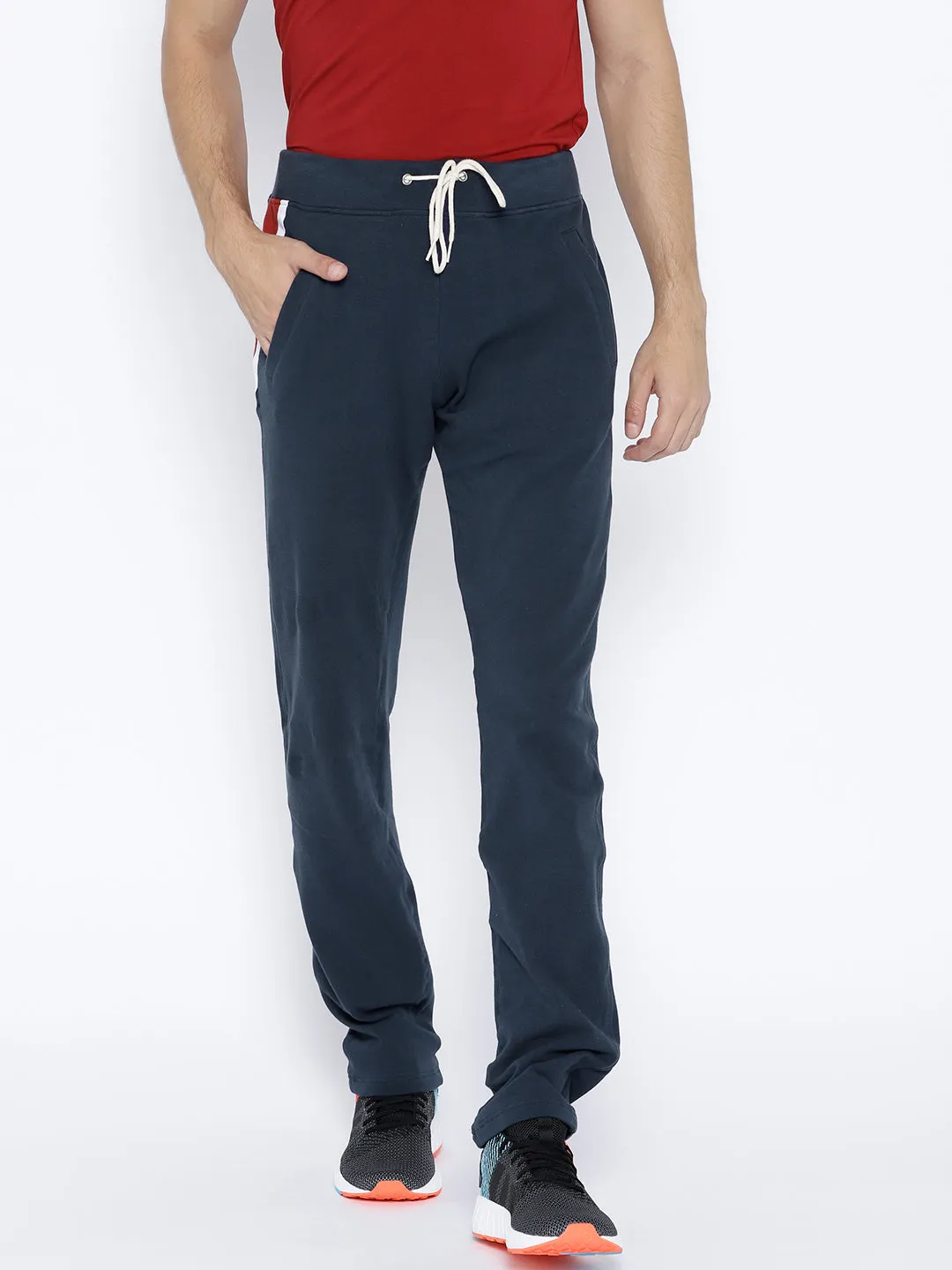 Navy Blue Solid Track Pants