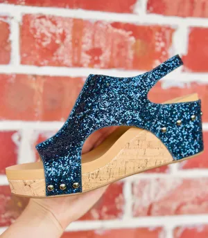 Navy Sky Glitter Carley Wedge