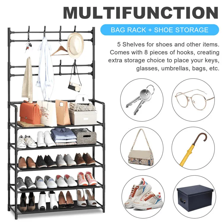 New Simple Floor Clothes Rack - 5 Layer 80 Wide Shoe Rack