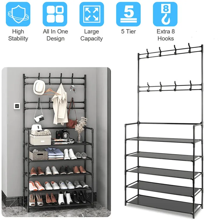 New Simple Floor Clothes Rack - 5 Layer 80 Wide Shoe Rack