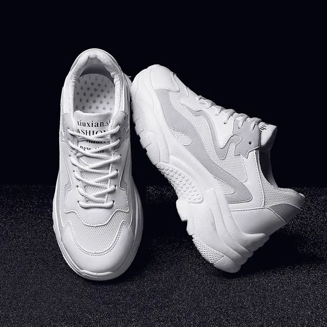 New White Sneakers Women Shoes Ulzzang Chunky Sneakers Platform Vulcanize Shoes Woman Tenis Feminino Breathable Mesh Dad Shoes