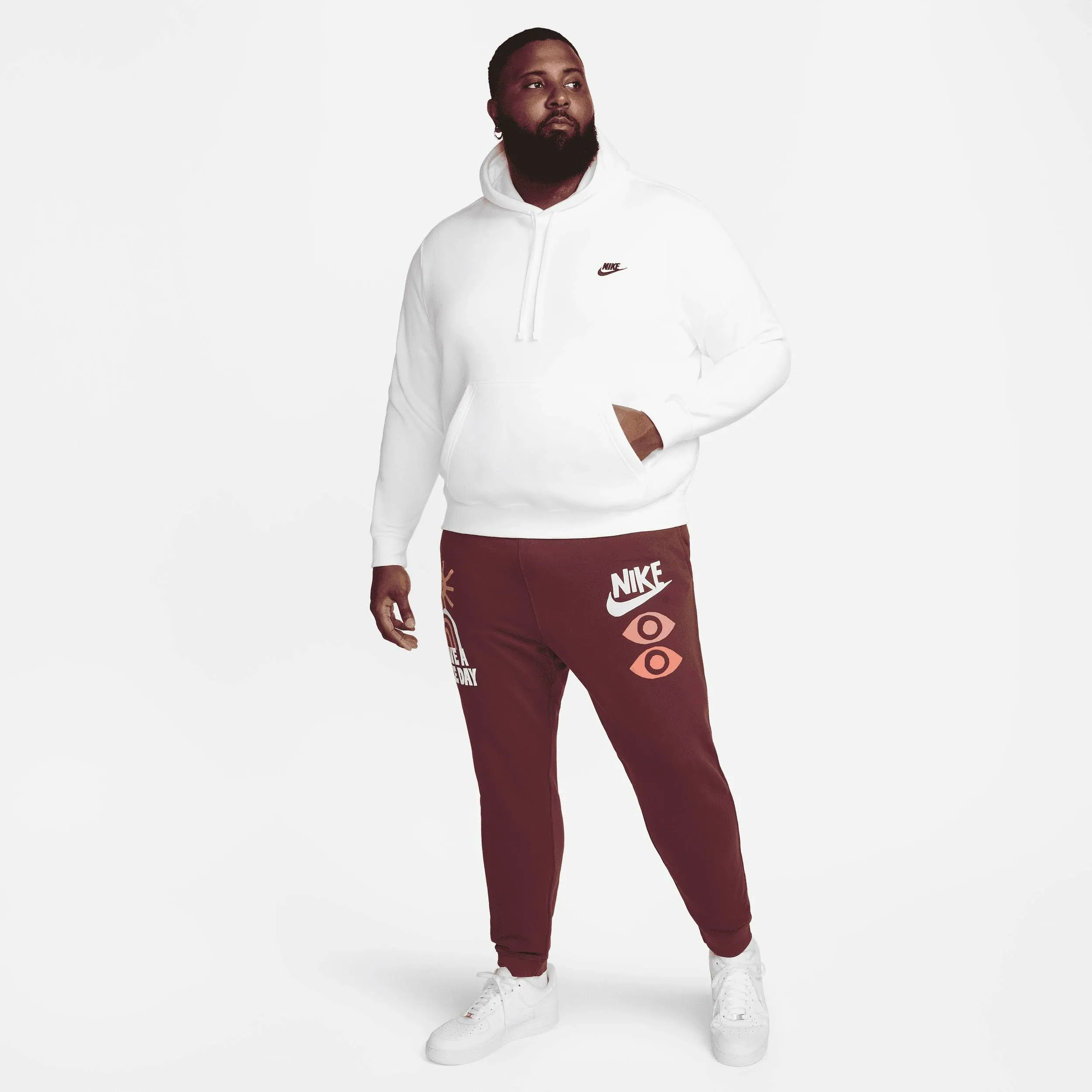 Nike Men's French Terry Pants - Burgundy Red