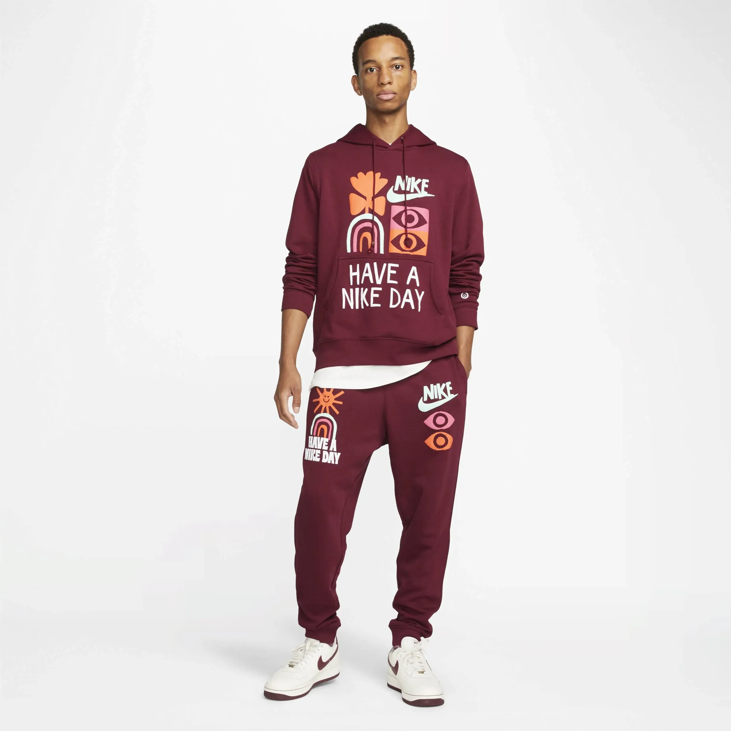 Nike Men's French Terry Pants - Burgundy Red