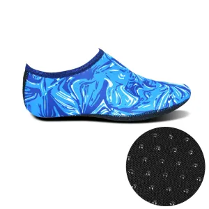 Non-slip Plastic Grain Texture Thick Cloth Sole Printing Diving Shoes and Socks, One Pair, Size:XL (Blue Figured)