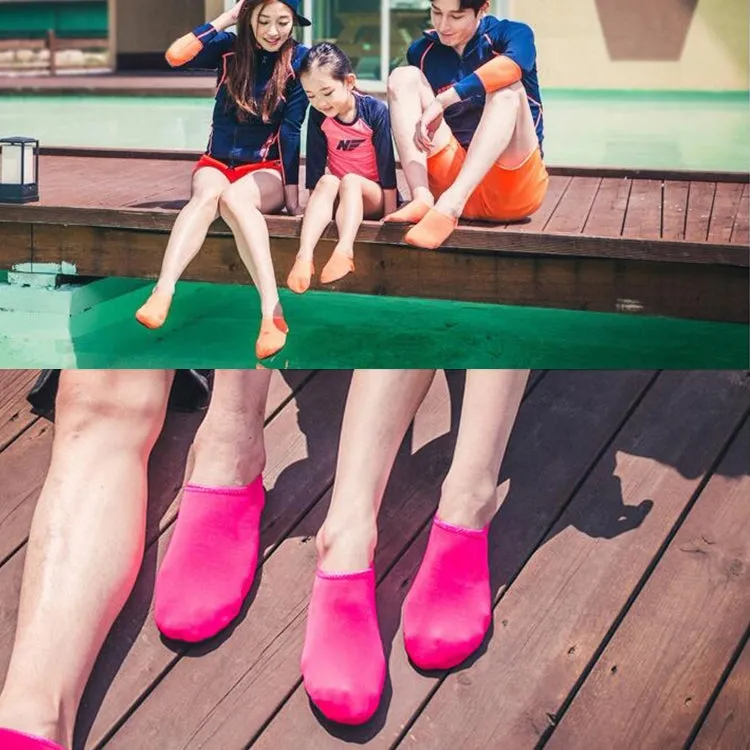 Non-slip Plastic Grain Texture Thick Cloth Sole Solid Color Diving Shoes and Socks, One Pair, Size:S (Fluorescent Green)