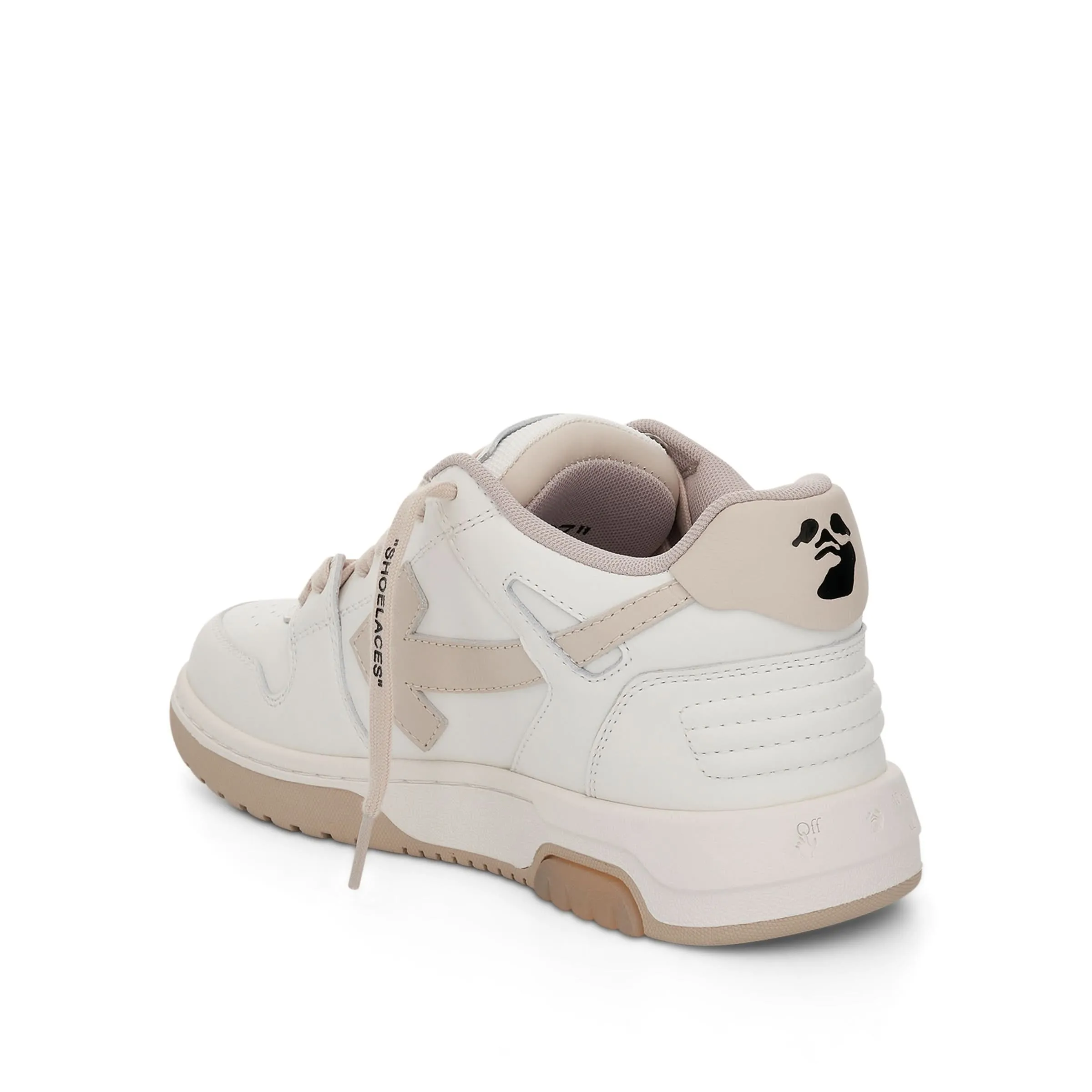 Out Of Office Leather Sneakers in White & Beige Colour