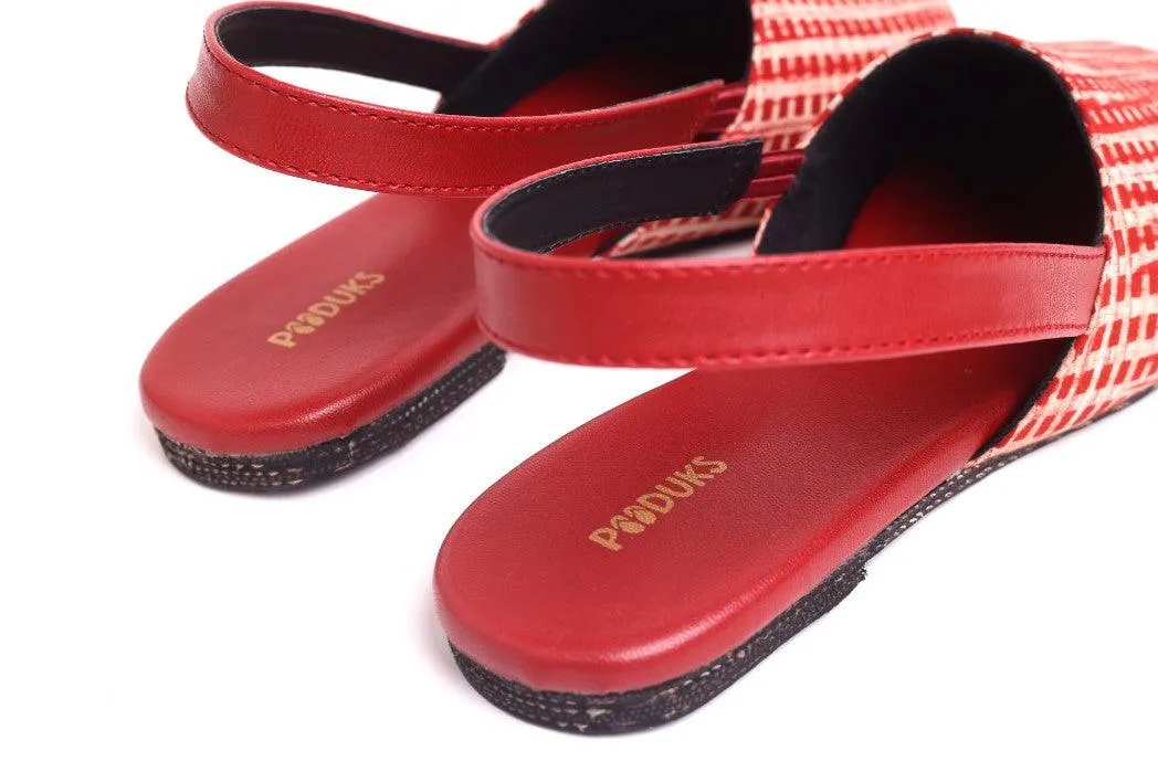 Paaduks Kaito Red Strip Printed Comfortable  Sandals for Women