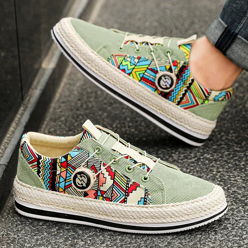 Patchwork Corduroy Mesh Upper Sneakers