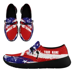 Personalized  America Flag Sneakers, Custom Patriotic Loafer Shoes,  Canvas Slip On Shoes,FN018-24020303-1b