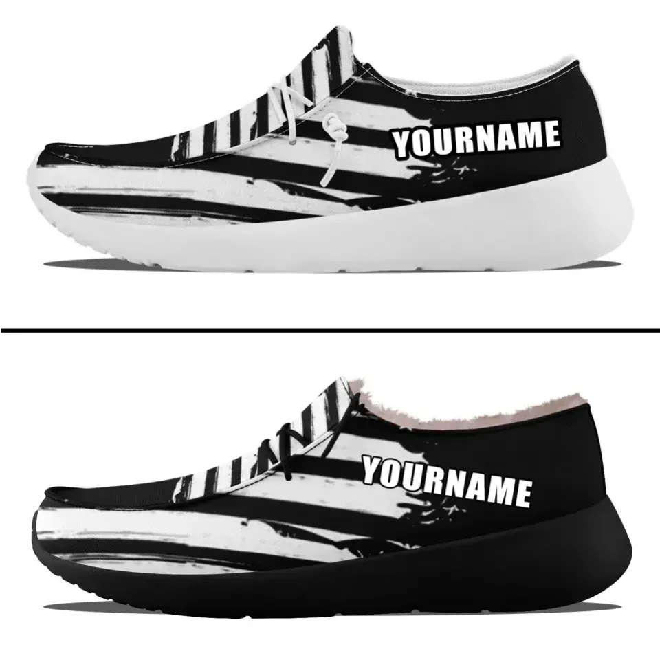 Personalized Patriotic Canvas Slip-On Sneakers, Custom USA Flag Design Loafer Shoes, Buy One Get One Gift,ZH-240202305-3bb