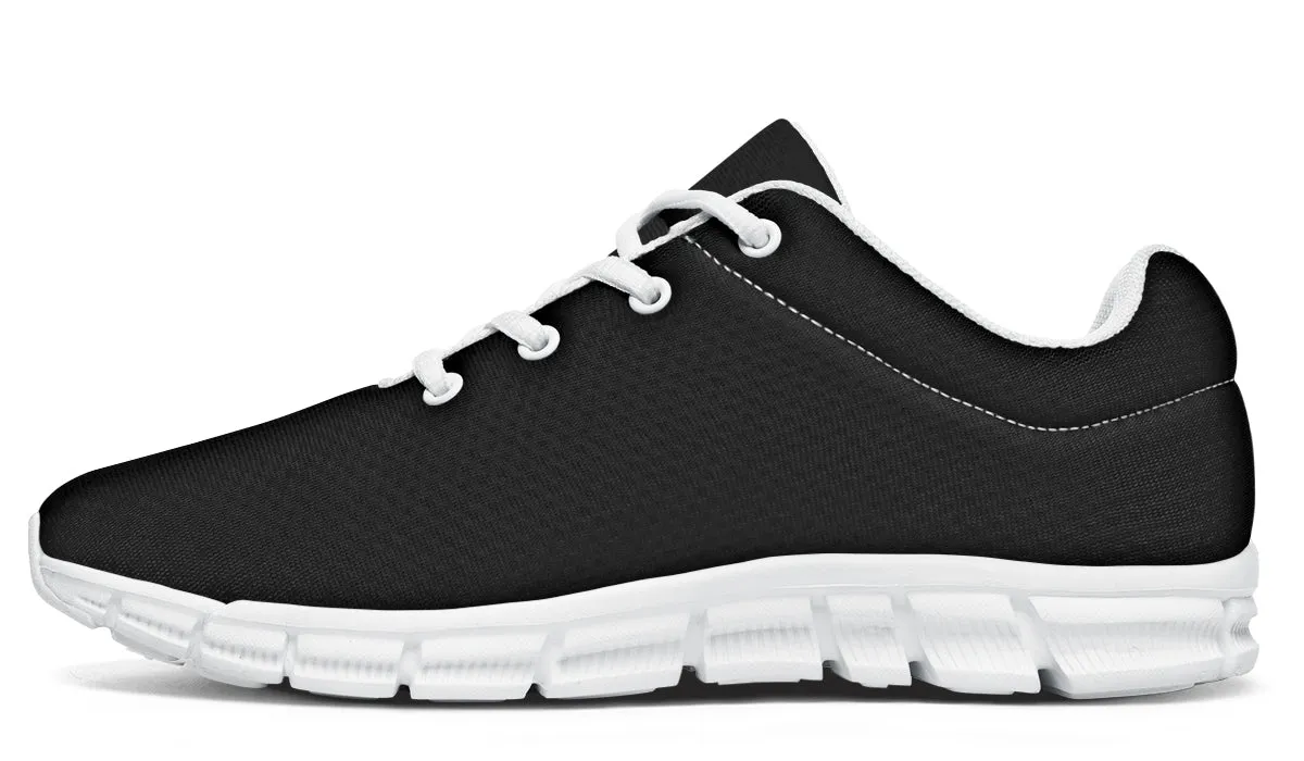 Pitch Black Athletic Sneakers - Light Breathable and Comfortable Sports Shoes with Anti-Slip Soles