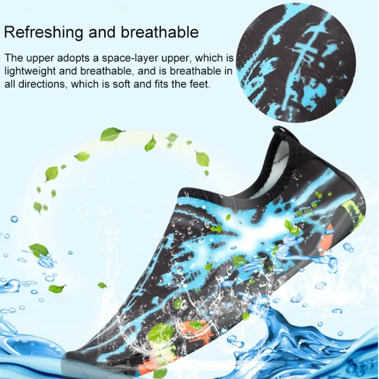 Printed Pattern Non-slip Rubber Thick Bottom Beach Shoes Swimming Shoes Diving Socks for Men, A Pair, Size:44(Blue Butterfly)