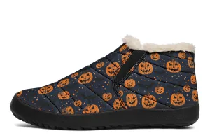 Pumpkin Party Winter Sneakers - Warm & Easy Slip-On Shoes Lined with Vegan Wool with Anti-Slip Soles