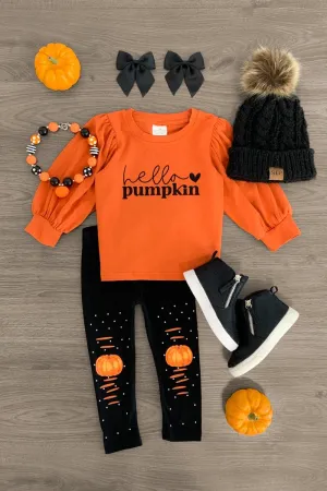 "Hello Pumpkin" Distressed Legging Set