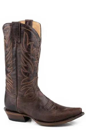 Roper Footwear Marbled Brown Snip Toe Western Boots for Men