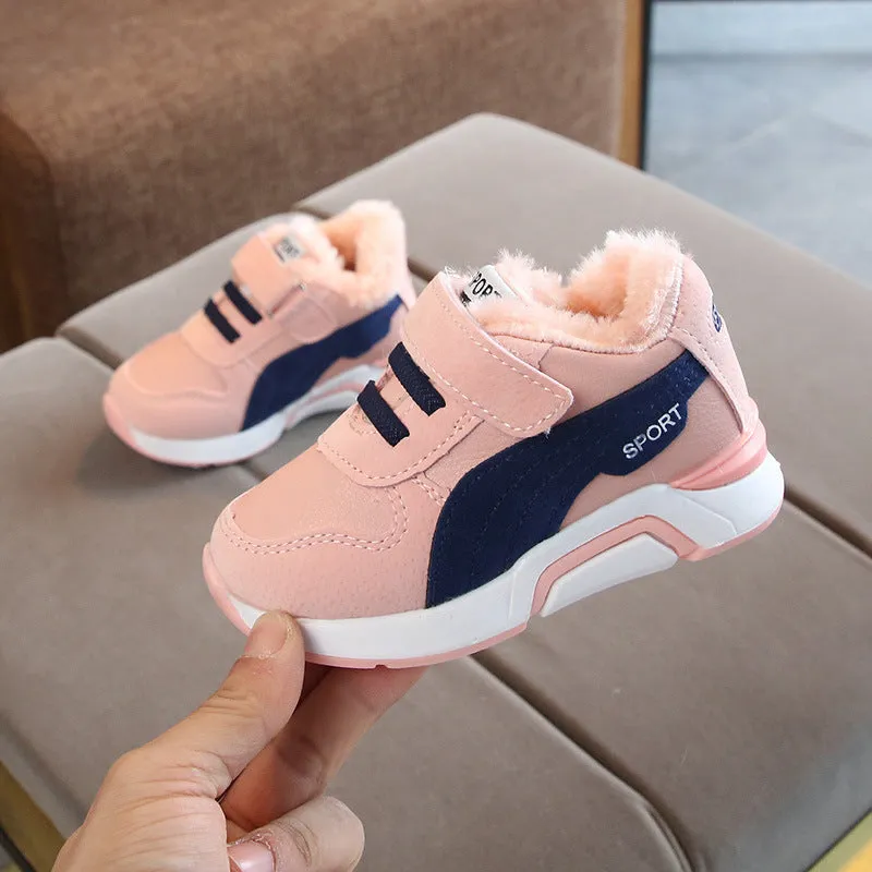 Rubber Soft Bottom Velvet Running Sport Children Casual Shoes