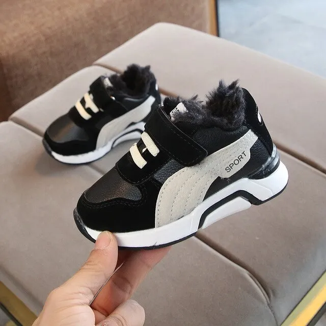 Rubber Soft Bottom Velvet Running Sport Children Casual Shoes