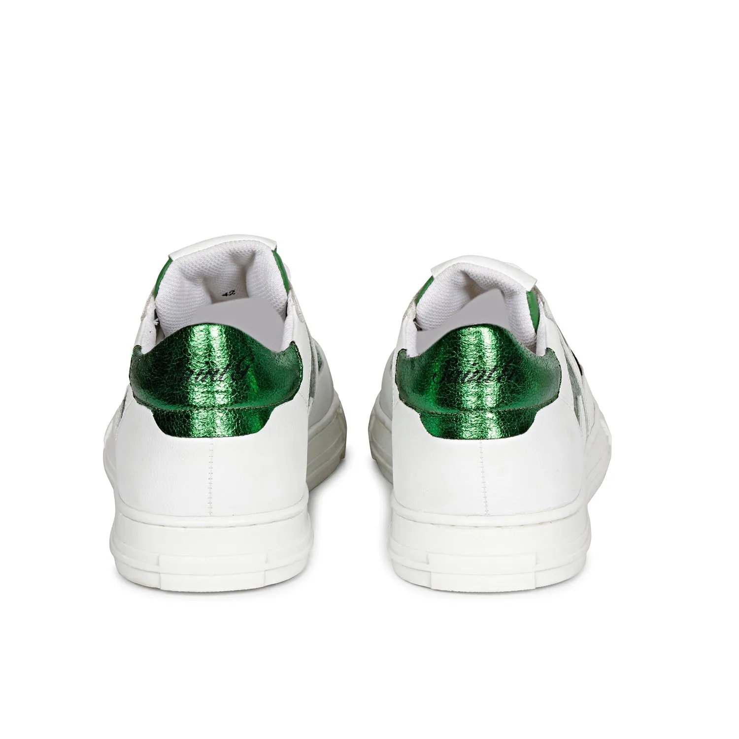 Saint Elliot Unisex White & Green Leather Handcrafted Sneakers