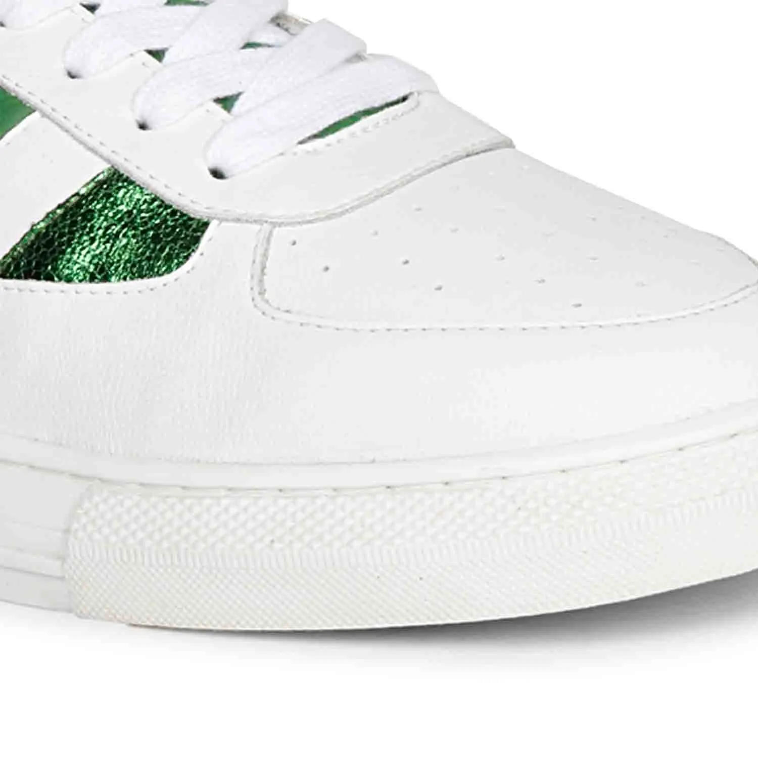 Saint Elliot Unisex White & Green Leather Handcrafted Sneakers