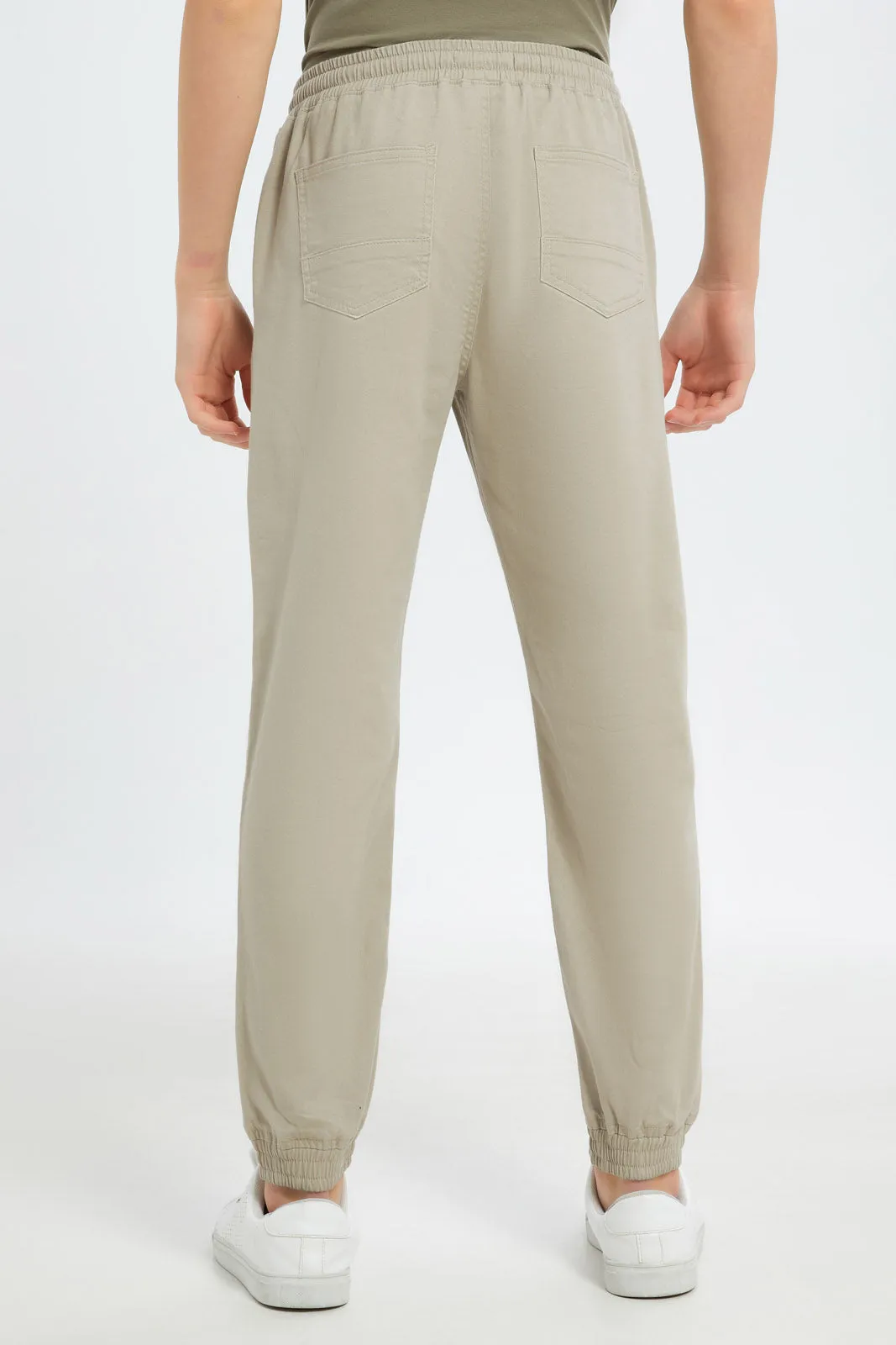 Senior Boys Beige Pull On Jogger