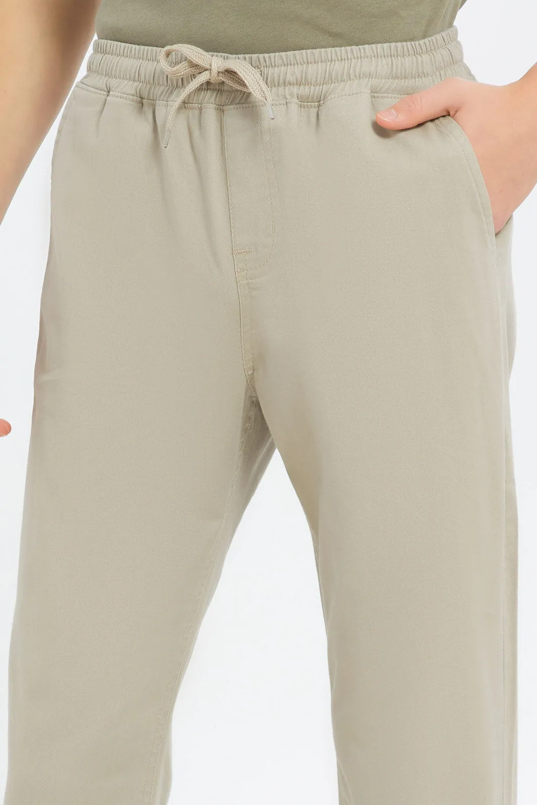 Senior Boys Beige Pull On Jogger