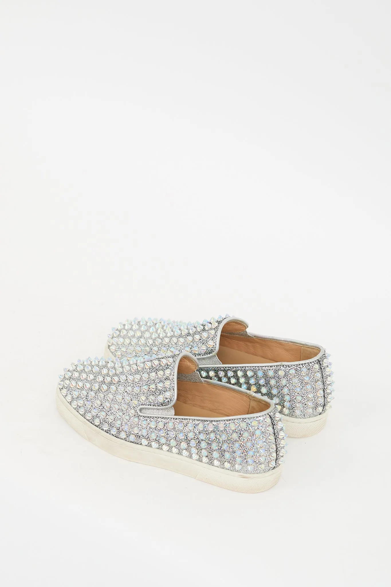 Silver Roller Boat Studded Slip On Sneaker