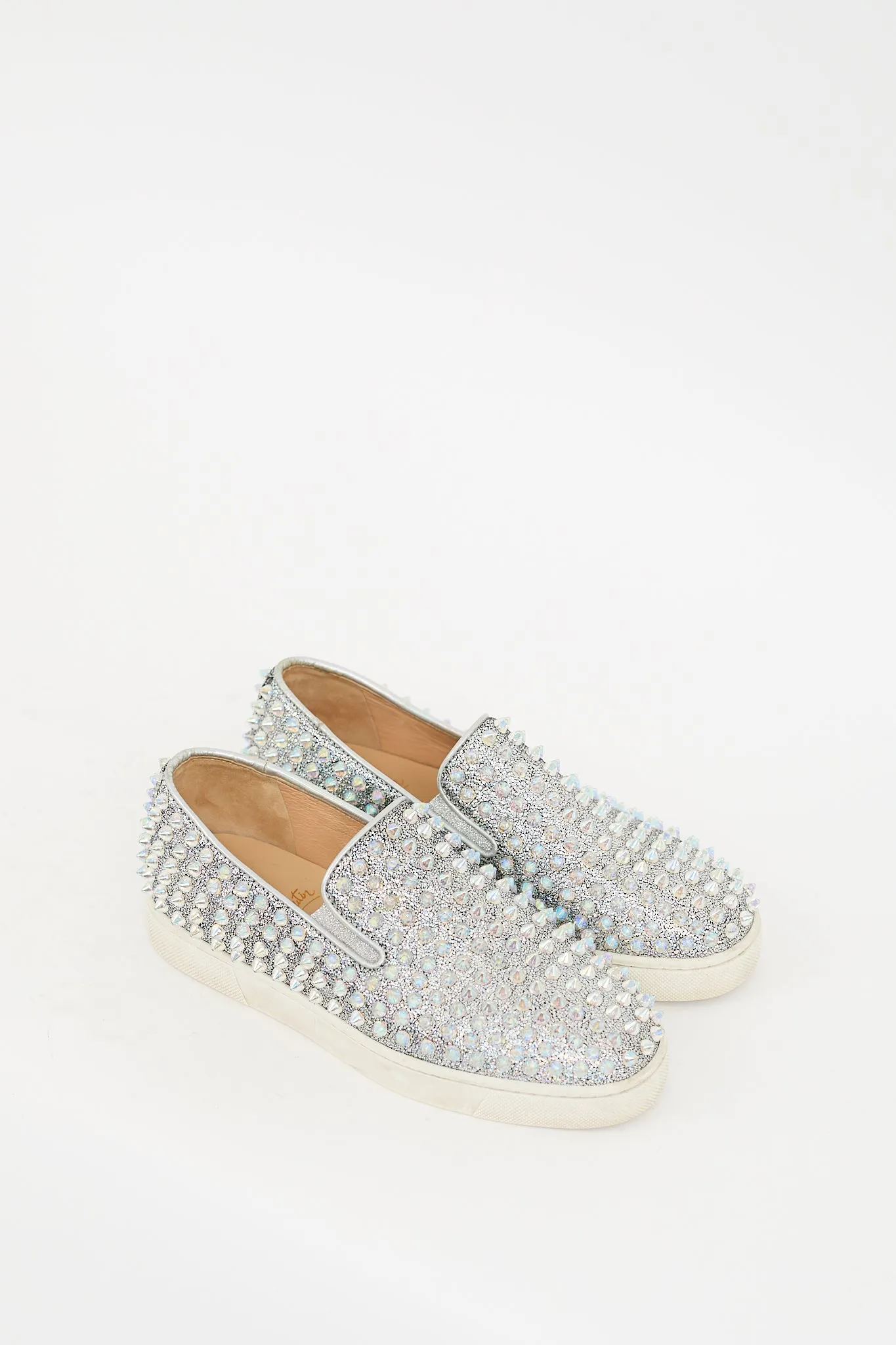 Silver Roller Boat Studded Slip On Sneaker