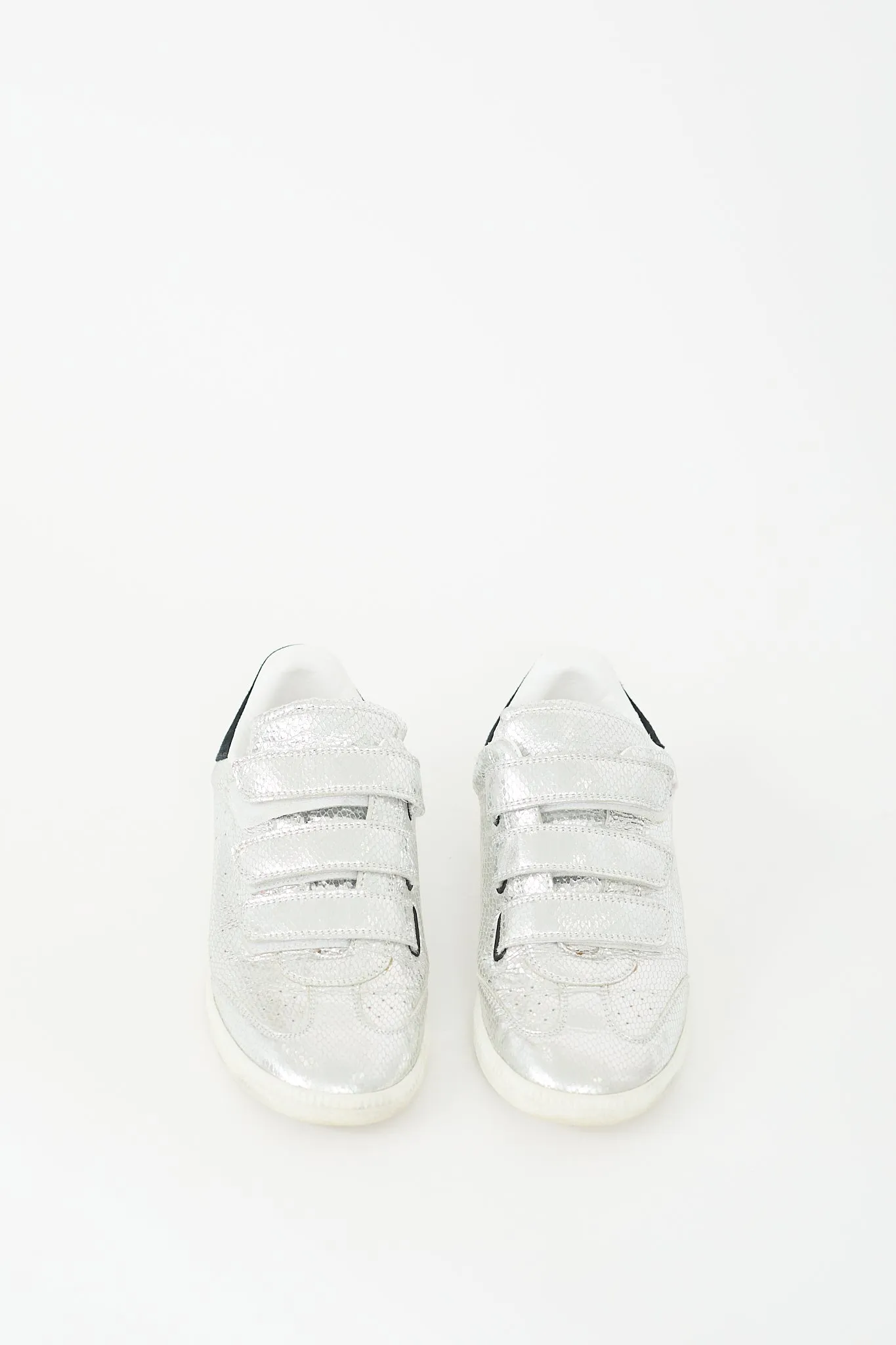 Silver Textured Leather Beth Sneaker