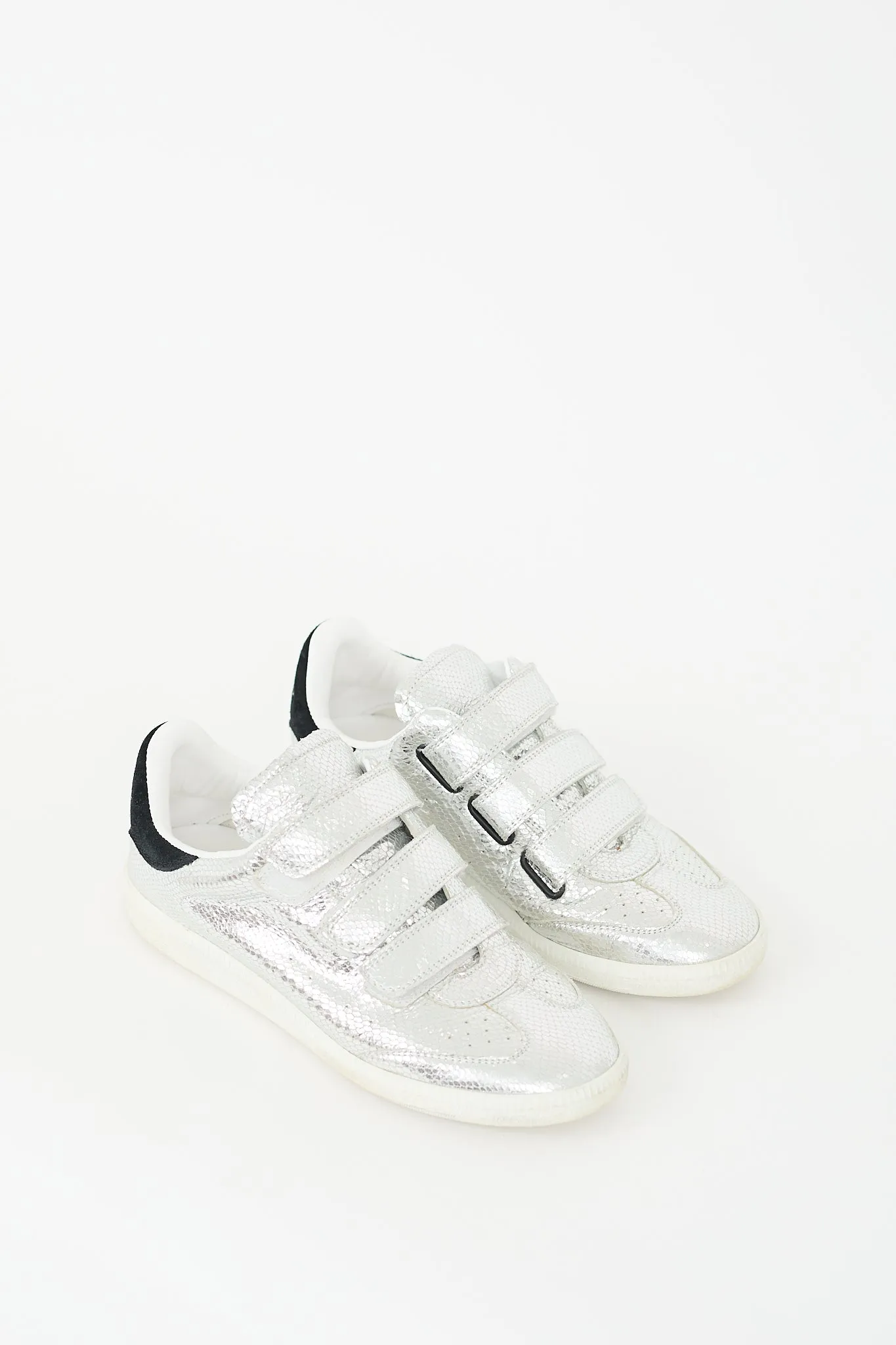 Silver Textured Leather Beth Sneaker