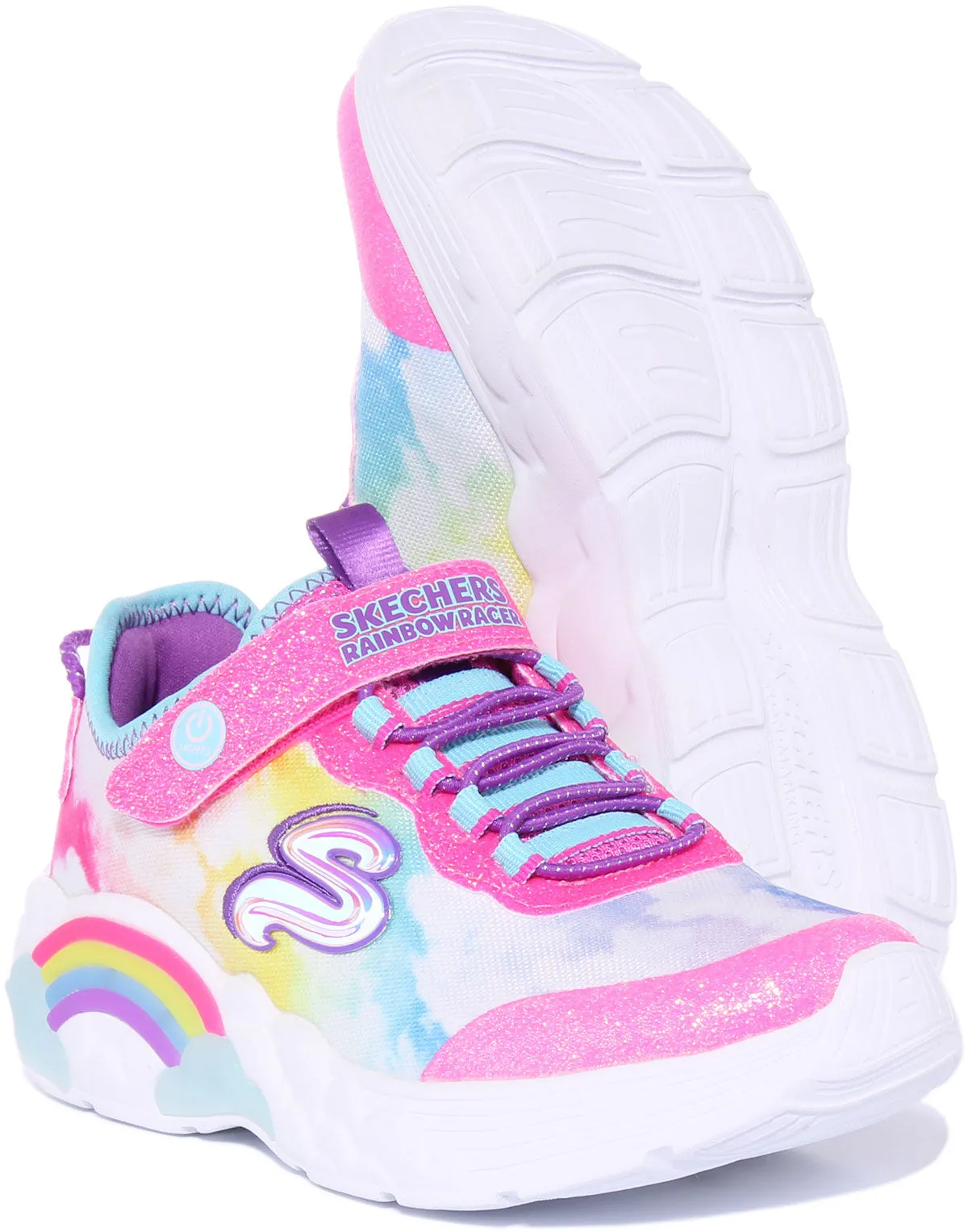 Skechers Rainbow Racer Lights In Pink For Kids