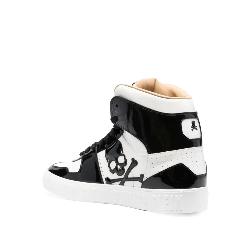 Skull-Print High-Top Sneakers