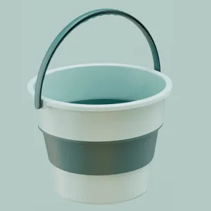 Small 5L Folding Thickened Portable Plastic Bucket Outdoor Fishing Barrel Car Travel Wash Barrel(Light Green)