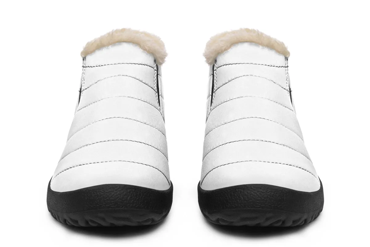 Snow White Winter Sneakers - Warm & Easy Slip-On Shoes Lined with Vegan Wool with Anti-Slip Soles