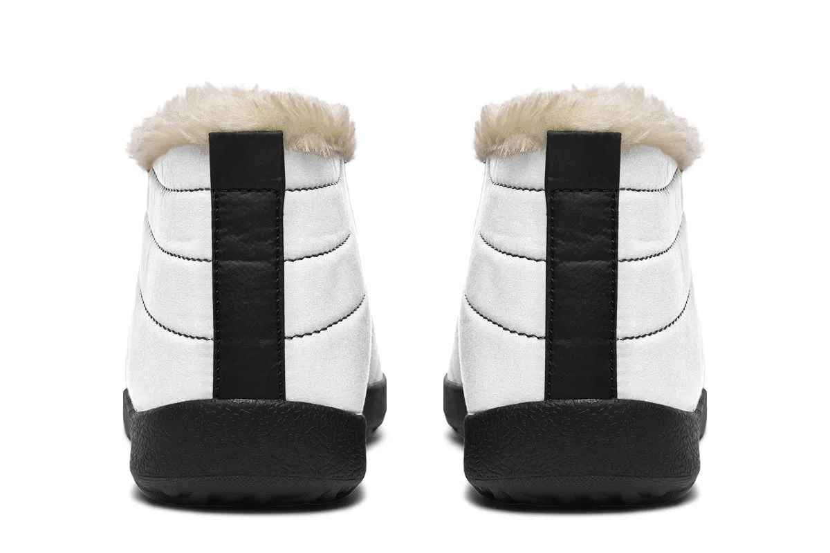 Snow White Winter Sneakers - Warm & Easy Slip-On Shoes Lined with Vegan Wool with Anti-Slip Soles