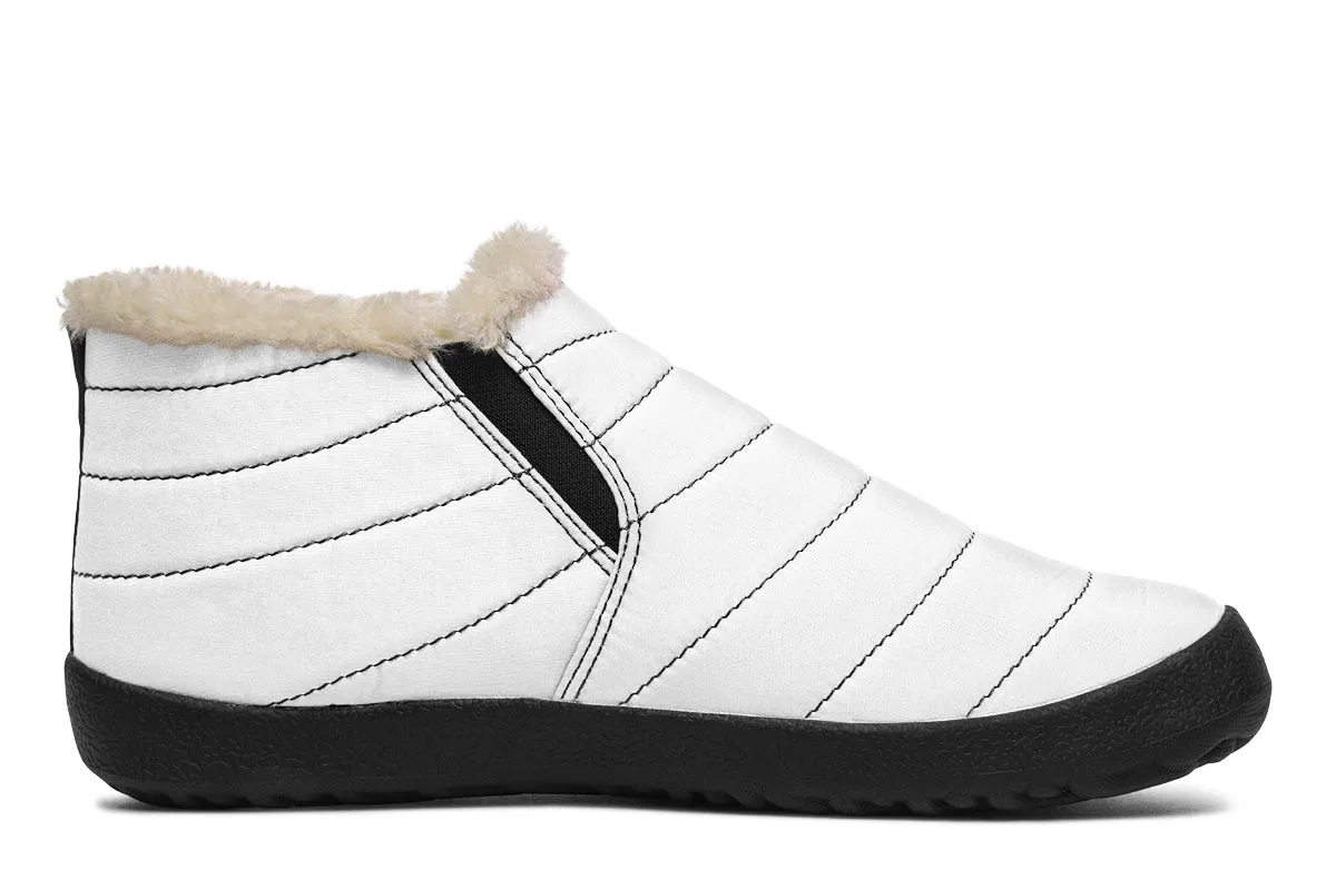 Snow White Winter Sneakers - Warm & Easy Slip-On Shoes Lined with Vegan Wool with Anti-Slip Soles