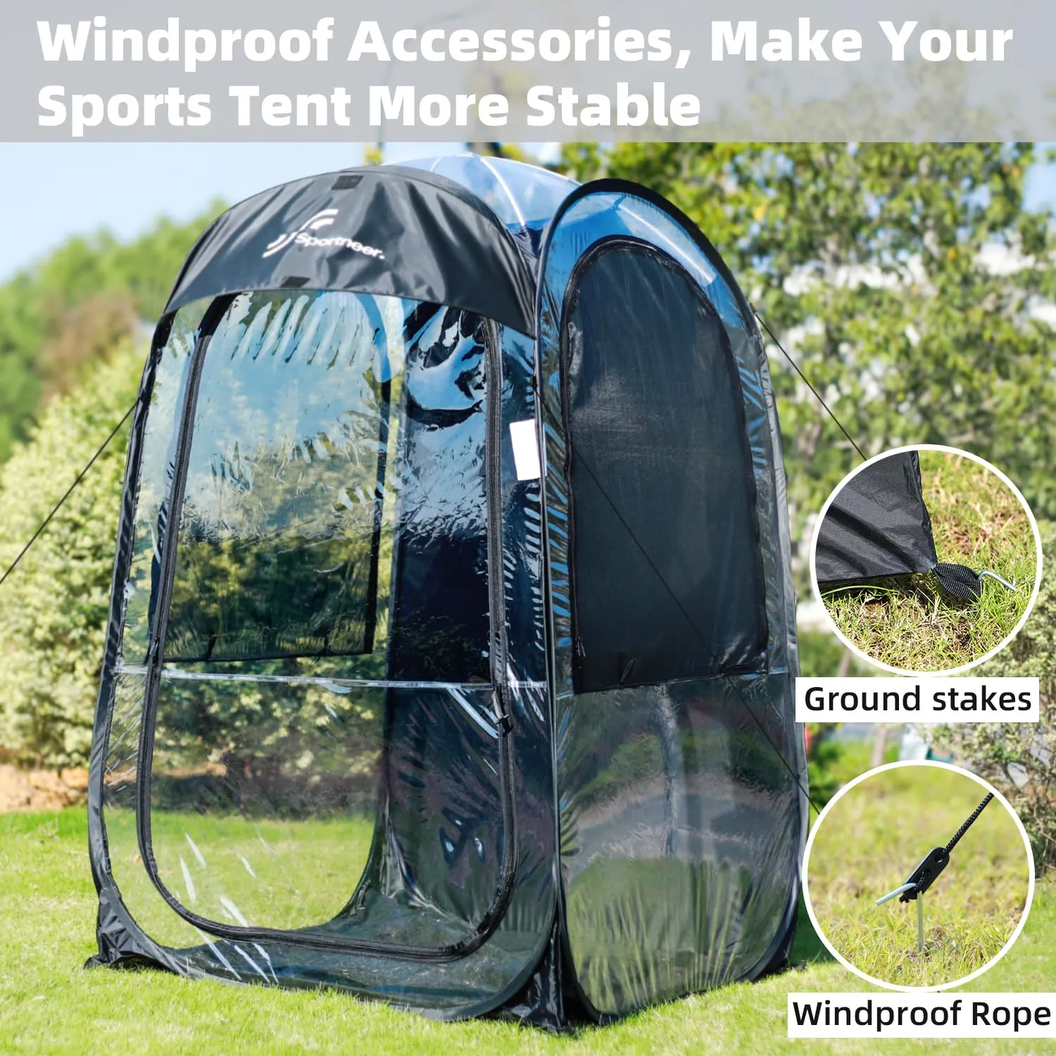 Sportneer Sports Tent, XL 1-2 Person Instant Pop Up Sports Tents - 46" x 46" x 63.5" Waterproof Sport Shelter for Outdoor Sports Events Fishing, Camping, Wathing Games