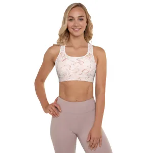 Sports Bra in Coral Marble Print